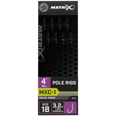Fox Matrix Matrix MXC-1 Barbless 10cm Pole Rigs Gebundene Angelhaken