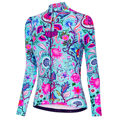 CYCOLOGY Fahrradtrikots langarm Cycology Gear SECRET GARDEN LONG SLEEVE JERSEY AQUA Radtrikot 0