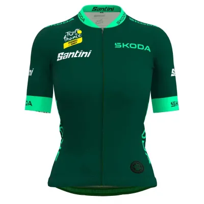 Santini Fahrradtrikots kurzarm Santini Tour De France Femme Avec Zwift Best Sprinter Leader