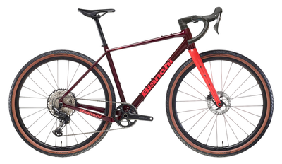Gravel Bike Bianchi Arcadex AL GRX610/822 2026 | 28 Zoll | Diamant | L | UP / Burgundy / Coral Red Full Glossy (Bild 3)