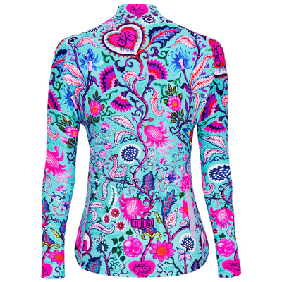 Fahrradtrikots langarm Cycology Gear SECRET GARDEN LONG SLEEVE JERSEY AQUA Radtrikot 0 (Bild 2)