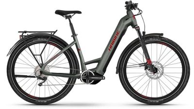 E-Bike Tourenrad Haibike Trekking 5 2024 | 720 Wh | 27,5 Zoll | Tiefeinsteiger | 45 CM | Olive/Red - Gloss (Bild 1)