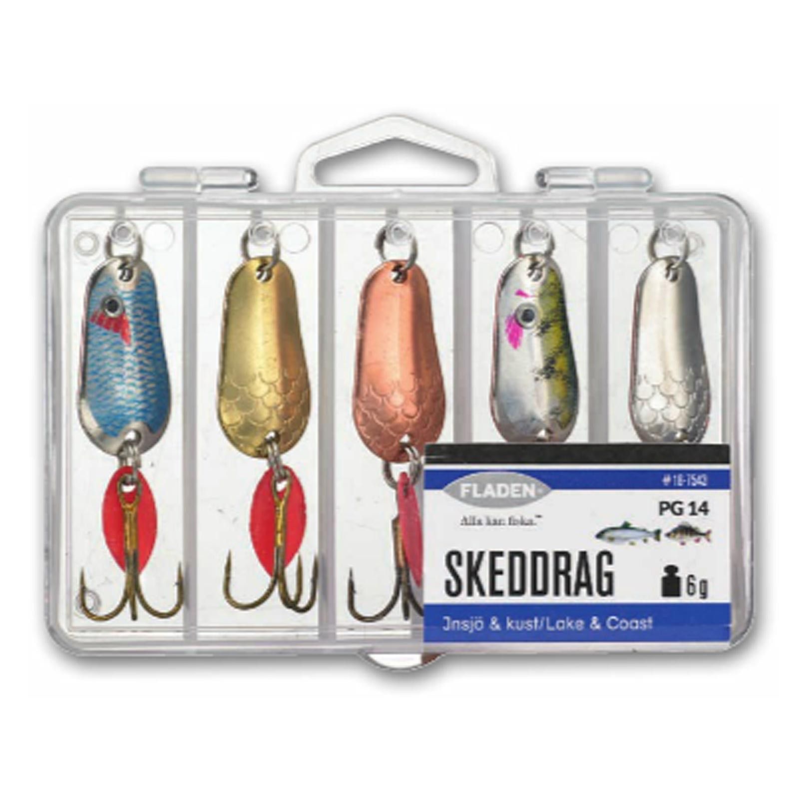 Fladen Blinker Fladen Set 6g 5 Stück inkl. Box Blinker Angelset