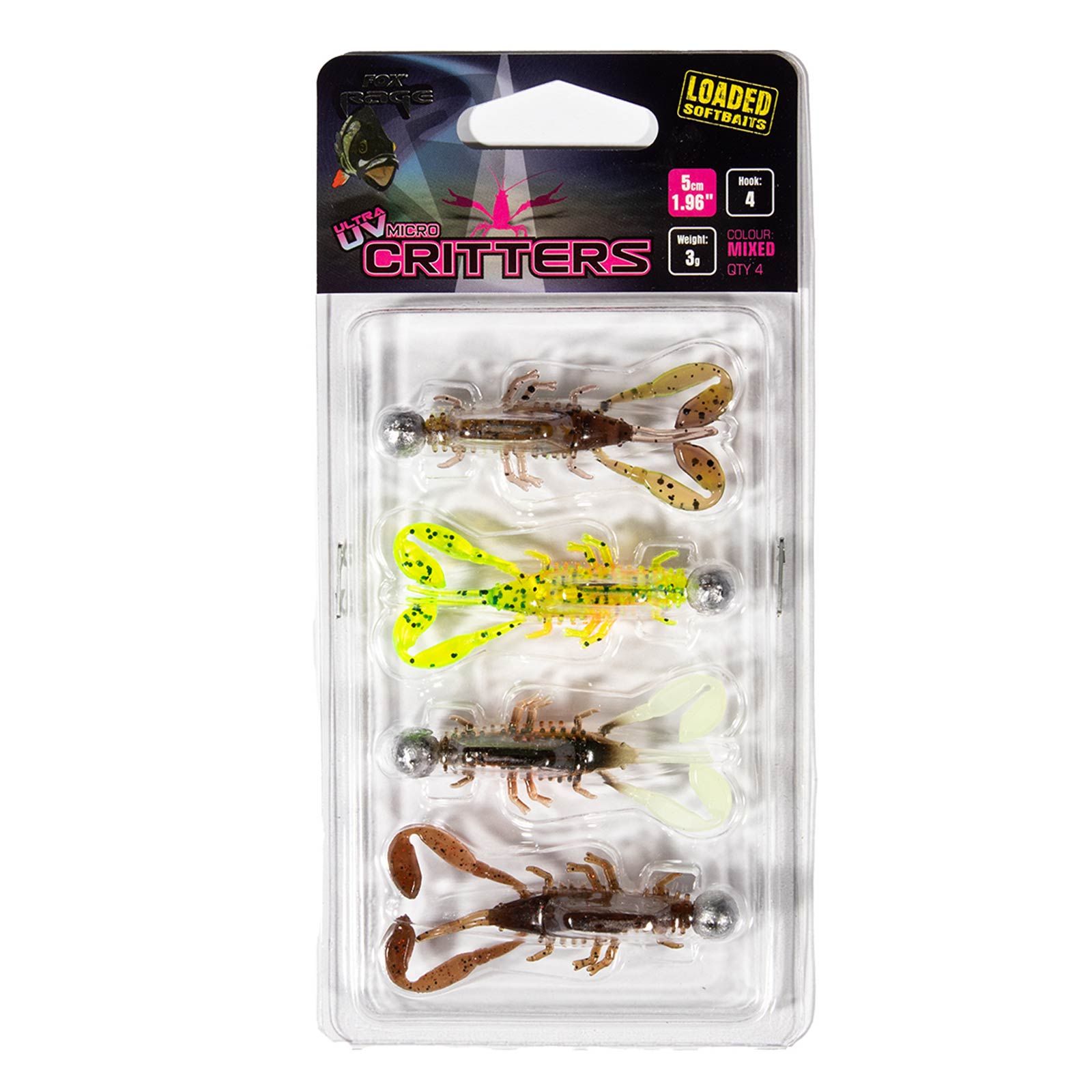 undefined UV Micro Critter 5cm x 4St. Loaded 3g Gummikrebs-Set