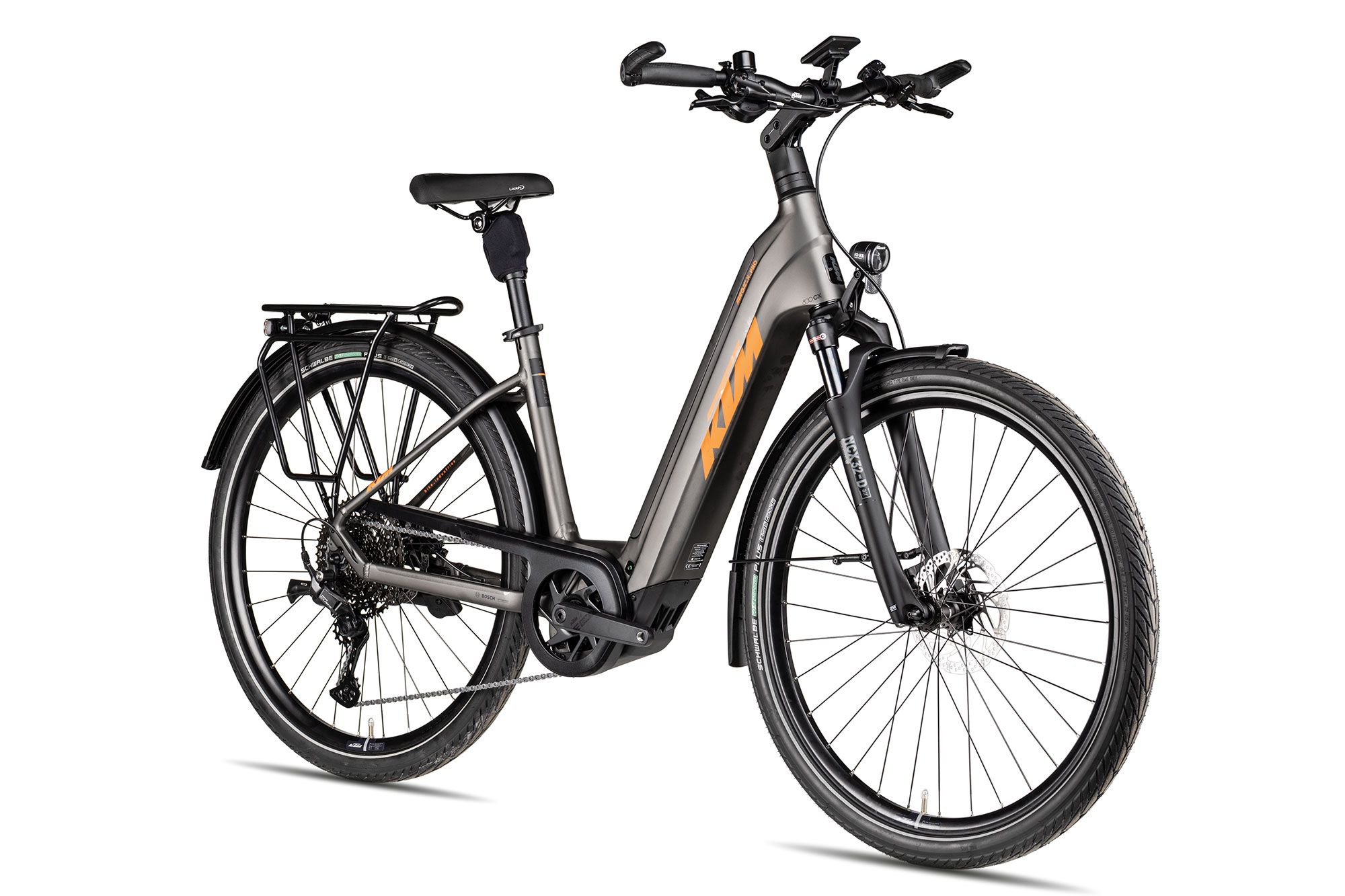 E-Bike Tourenrad KTM MACINA MAGIC X PRO 2025 | 800 Wh| 28 Zoll | Tiefeinsteiger | 56 cm | machine grey matt/orange black (Bild 3)