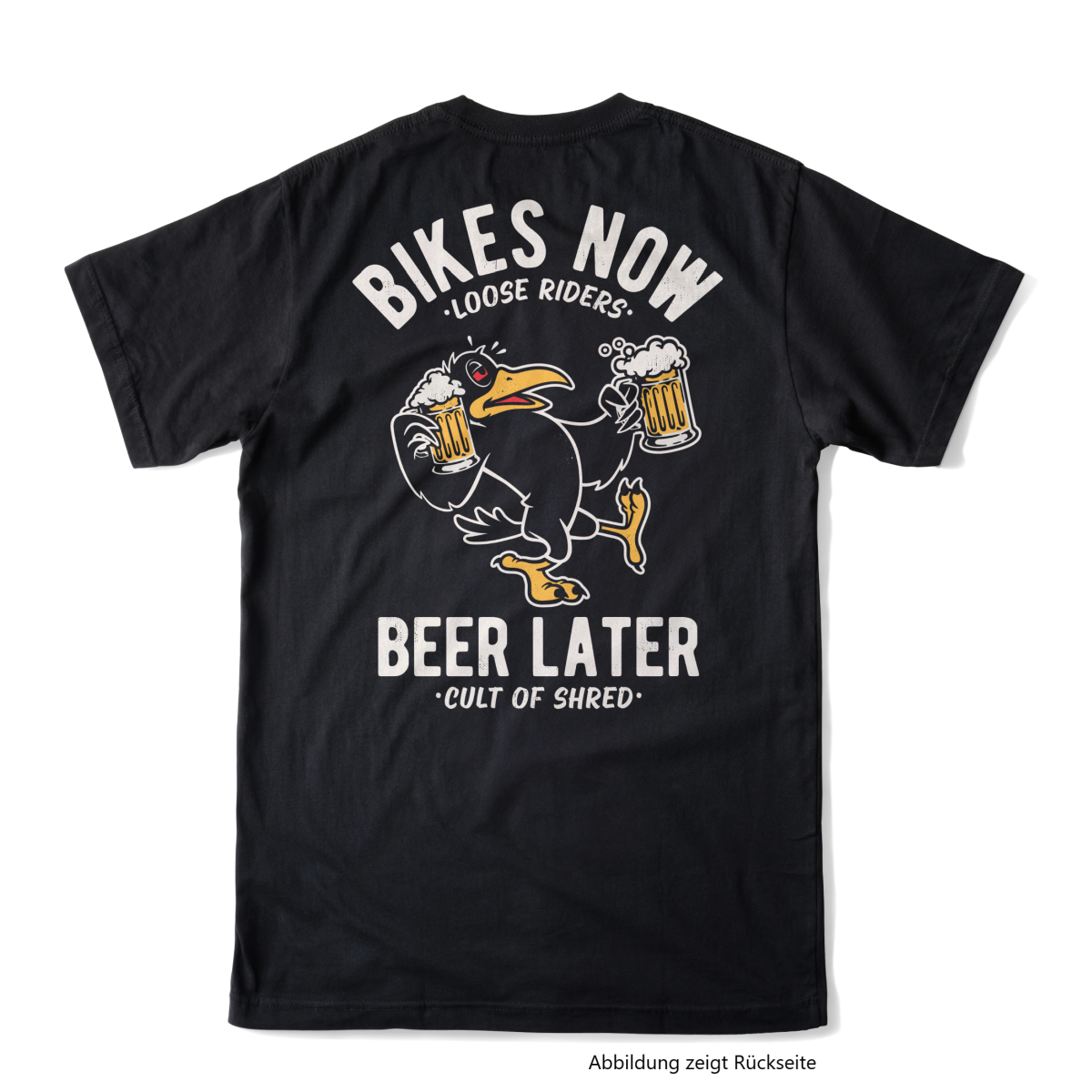 Fahrrad T-Shirt Loose Riders DRINKY CROW BLACK TECH TEE MTB Bikeshirt 0 (Bild 1)