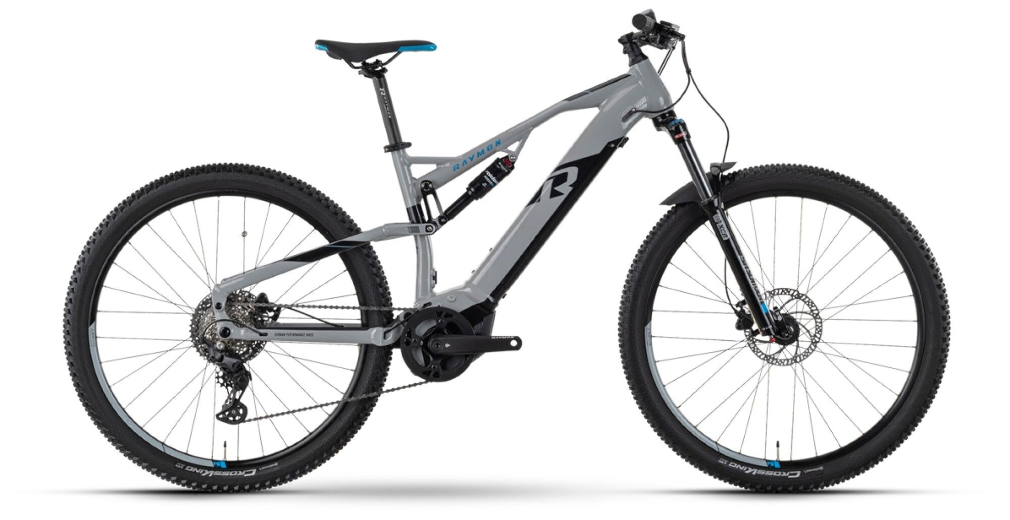 E-Allmountain MTB RAYMON FullRay 130E 5.0 2023 | 500 Wh | 29 Zoll | Diamant | M / 46 cm | grey / black / blue (Bild 1)