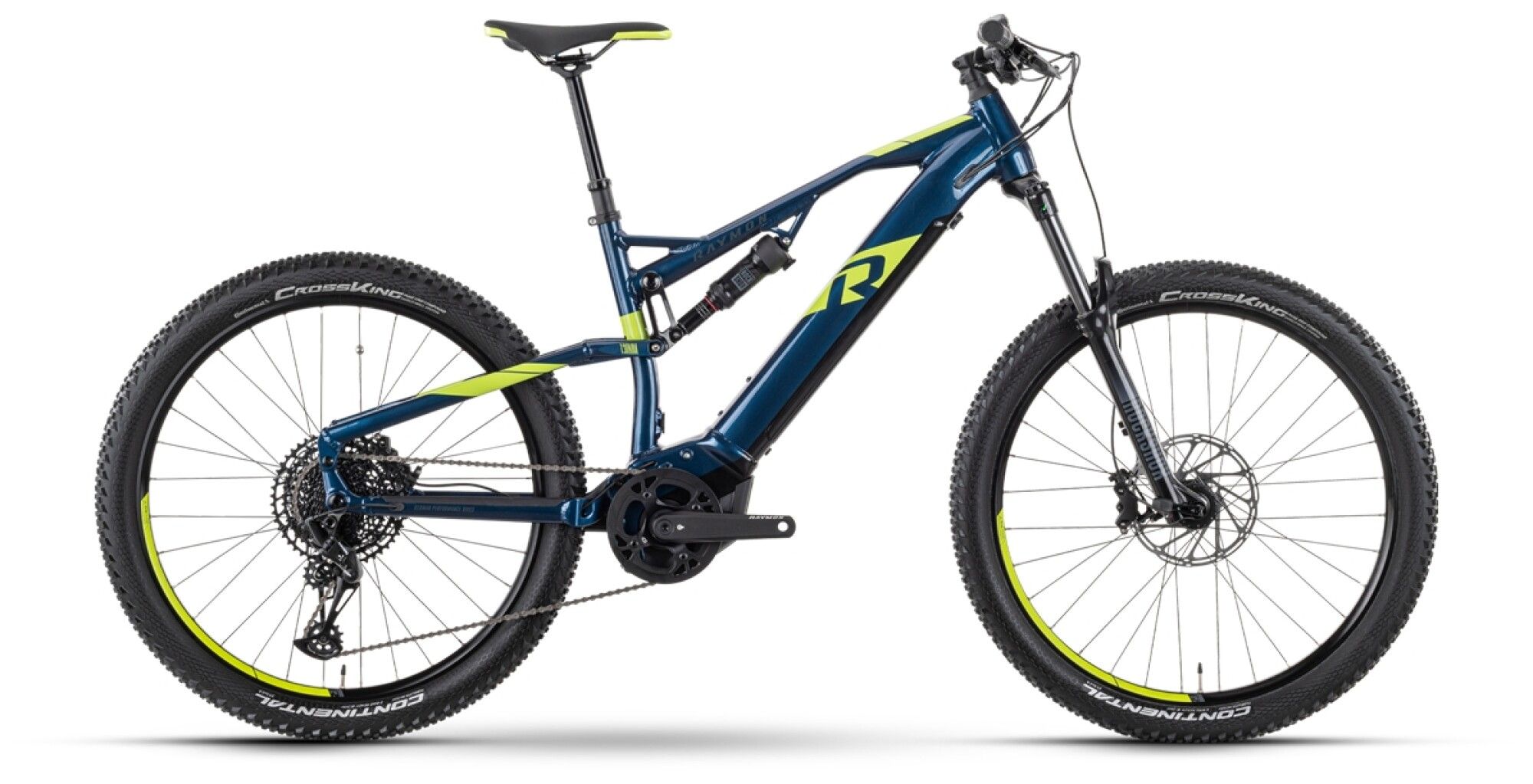 Enduro E-Bike RAYMON FullRay 130E 6.0 2023 | 630 Wh | 27,5 Zoll | Diamant | L / 50 cm | dark blue / lime green / dark grey (Bild 1)